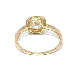 9ct Yellow Gold Cubic Zirconia Halo Engagement Ring