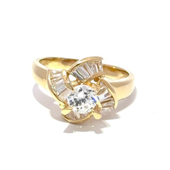 14ct Yellow Gold Cubic Zirconia Swirl Cocktail Ring