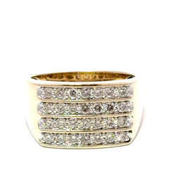 9ct Four-Row Diamond Band Ring