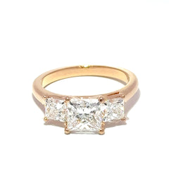 18ct Rose Gold Three-Stone Princess Cut Diamond Ring
