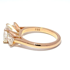 18ct Rose Gold Three-Stone Princess Cut Diamond Ring