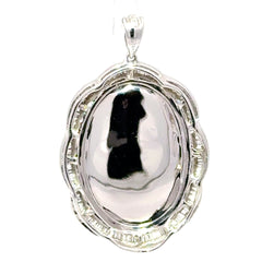 18ct White Gold Vibrant Green Oval Jade Pendant