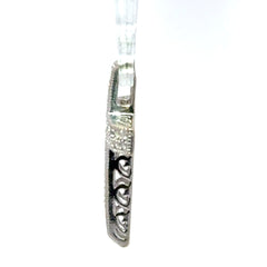 9ct White Gold Pave Diamond Cross Pendant with Milgrain Edges