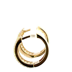 9ct Yellow Gold Cubic Zirconia Baguette and Round Hoop Earrings