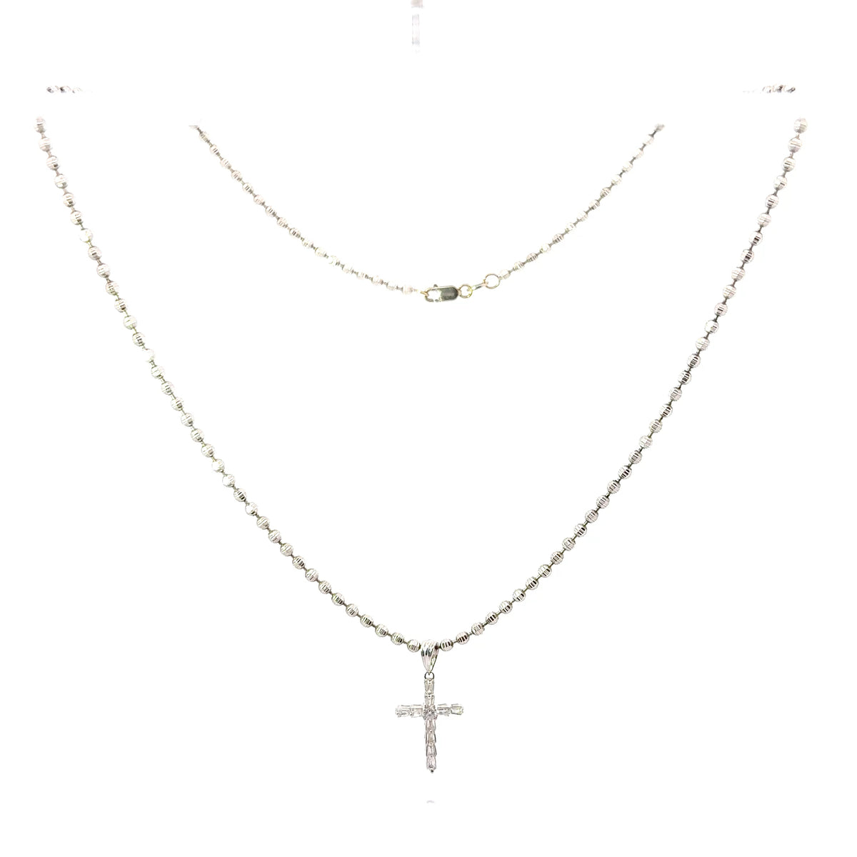 18ct White Gold Diamond Cross Pendant Necklace