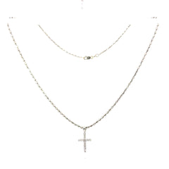 18ct White Gold Diamond Cross Pendant Necklace