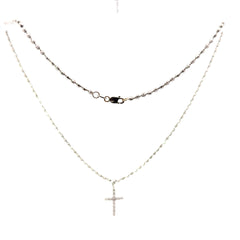 18ct White Gold Diamond Cross Pendant Necklace