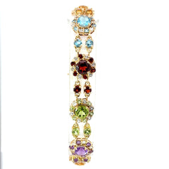 10ct Yellow Gold Multi-Gemstone Floral Cluster Chain Bracelet