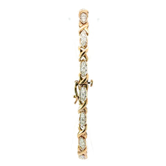 9ct Yellow Gold Diamond Crisscross Link Chain Bracelet
