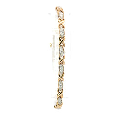 9ct Yellow Gold Diamond Crisscross Link Chain Bracelet