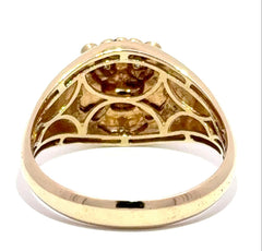9ct Yellow Gold Lion Head Signet Ring with Diamond Eyes