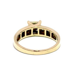 9ct Yellow Gold Diamond Cluster Ring with Channel Set Band