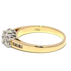 18ct Yellow Gold Three-Stone Diamond Ring with Channel-Set Band