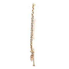 9ct Yellow Gold Diamond Heart Padlock Charm Belcher Bracelet