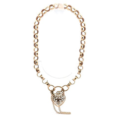 9ct Yellow Gold Diamond Heart Padlock Belcher Bracelet
