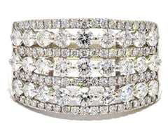 9ct White Gold Lab Grown Multi-Row Diamond Wide Band Ring