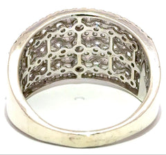 9ct White Gold Lab Grown Multi-Row Diamond Wide Band Ring