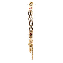 9ct Yellow Gold Gate Bracelet with Heart Locket Chain Tassel
