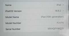Apple iPad (10th Gen) 64GB Wi-Fi Only A2696 | MPQ33X/A