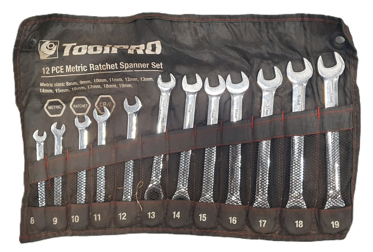 ToolPRO Ratchet Spanner Set Metric 12 Piece
