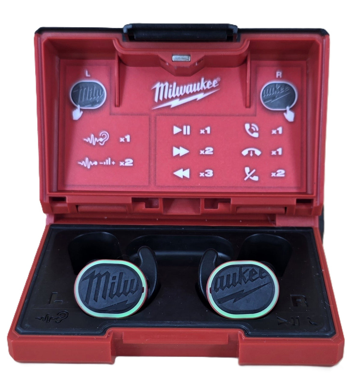 Milwaukee Bluetooth Earbuds L4 RLEPB in Case- In Excellent Condition- No Spare Bud Tips