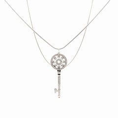 18ct White Gold Rope Necklace and Diamond Key Pendant