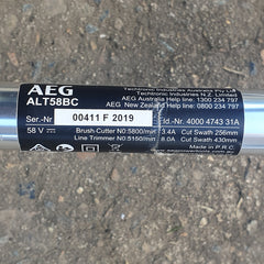 AEG - 58V cordless Brushcutter and Line Trimmer - ALT58BC - Tool Only