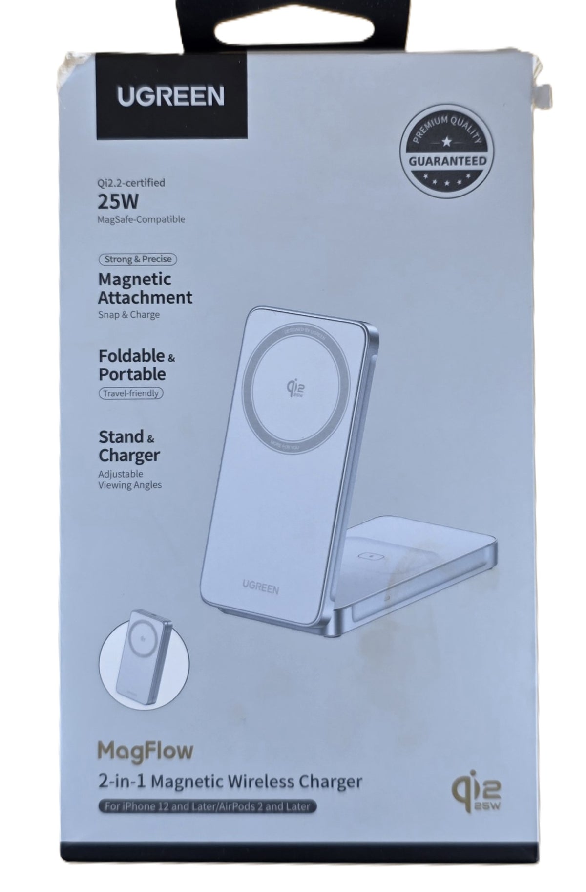 UGREEN Qi2 25W MagFlow 2-in-1 Wireless Charger (Model W756) - Like new in Box