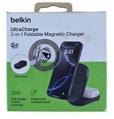 Belkin UltraCharge 2-in-1 Foldable Qi2 25W Magnetic Charger in Black (WIZ039auBK)