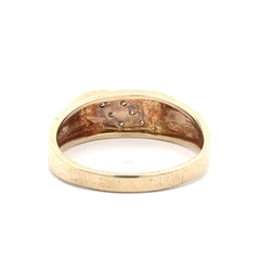 9ct Men’s Yellow Gold Diagonal Diamond Accent Band Ring
