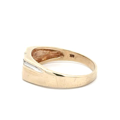 9ct Men’s Yellow Gold Diagonal Diamond Accent Band Ring