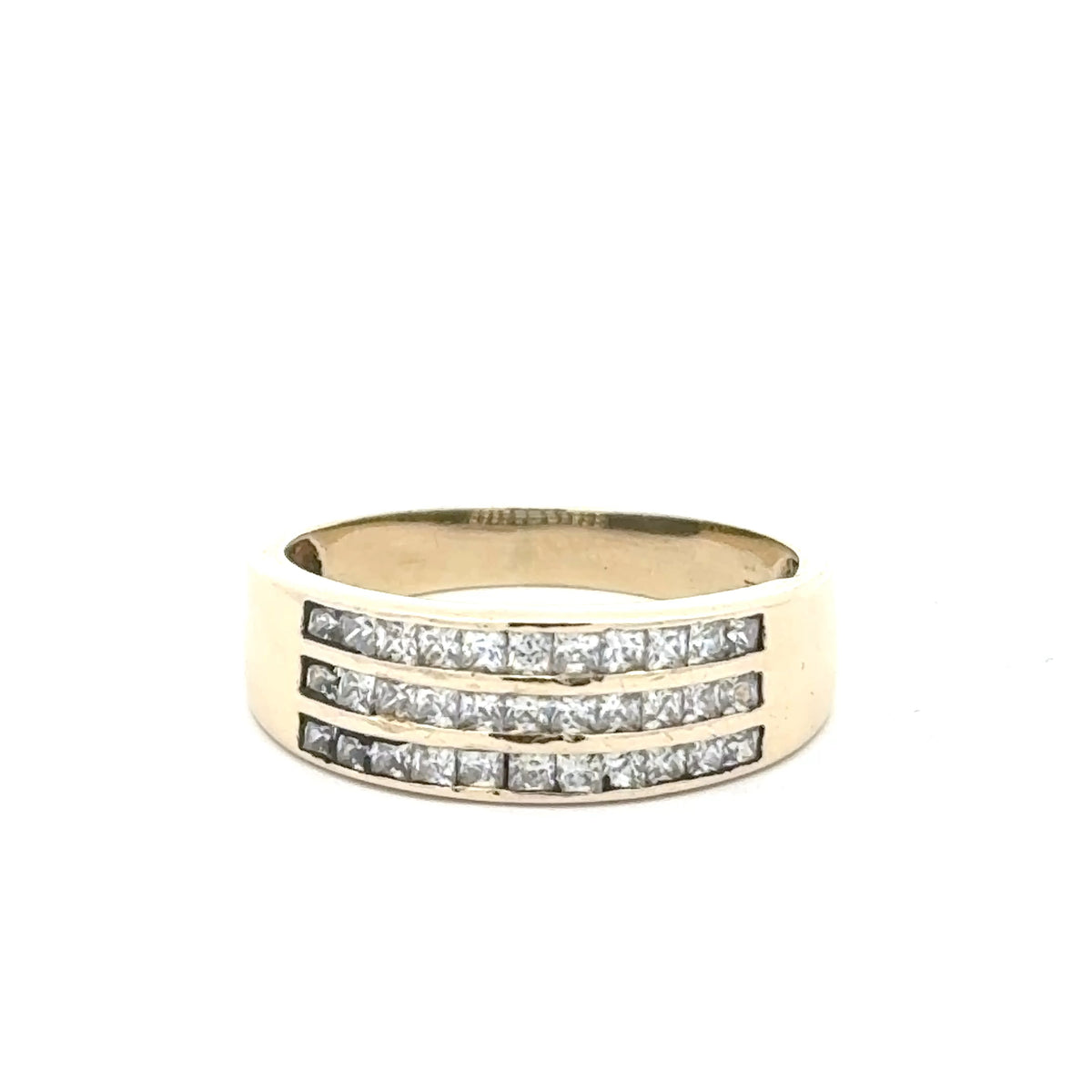 9ct Yellow Gold Three-Row Diamond Channel Set Band Ring