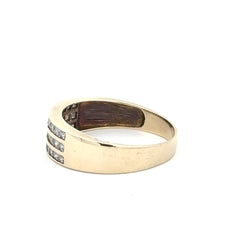 9ct Yellow Gold Three-Row Diamond Channel Set Band Ring