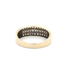 9ct Yellow Gold Three-Row Diamond Channel Set Band Ring