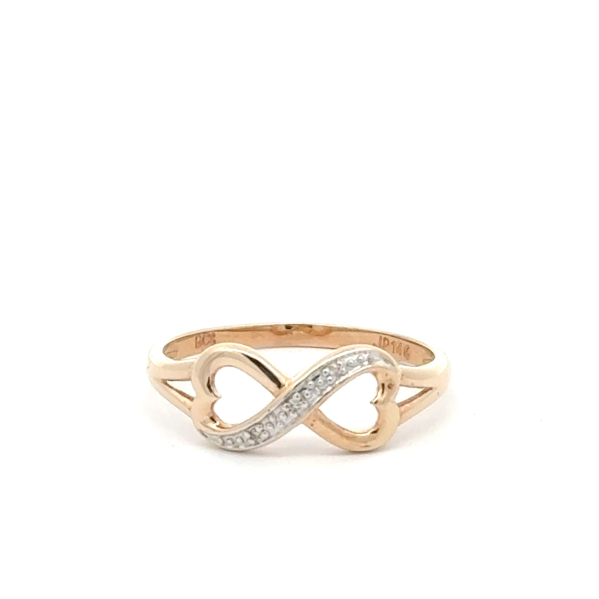 9ct Yellow Gold Diamond Accent Infinity Ring