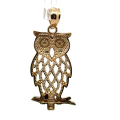 9ct Yellow Gold Two-Tone Openwork Owl Pendant