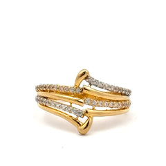 22ct Yellow Gold Intertwining Diamond Multi-Band Ring