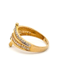 22ct Yellow Gold Intertwining Diamond Multi-Band Ring