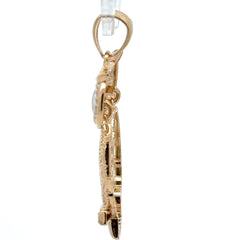 9ct Yellow Gold Two-Tone Filigree Owl Pendant