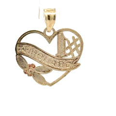 9ct Yellow Gold #1 Grandma Heart Pendant