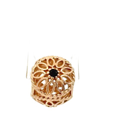 14ct Yellow Gold Floral Filigree Charm with Black Stone