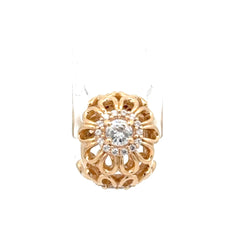 14ct Pandora Yellow Gold Openwork Floral Diamond Cocktail Charm