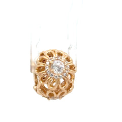 14ct Pandora Yellow Gold Openwork Floral Diamond Cocktail Charm