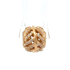 14ct Pandora Yellow Gold Cubic Zirconia Openwork Leaf Pendant