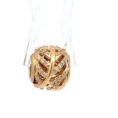 14ct Pandora Yellow Gold Cubic Zirconia Openwork Leaf Pendant
