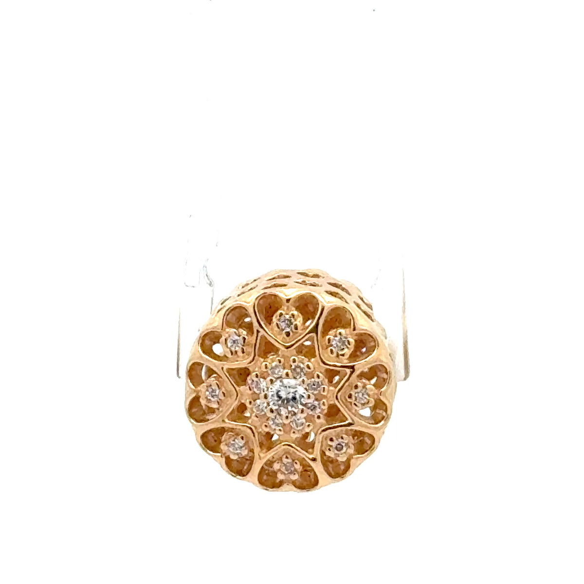 14ct Pandora Yellow Gold Intricate Heart Motif Floral Design Piece
