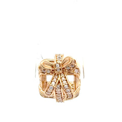 14ct Pandora Yellow Gold Diamond Bow Cocktail Ring