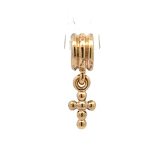 14ct Pandora Yellow Gold Beaded Cross Dangle Charm