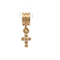 14ct Pandora Yellow Gold Beaded Cross Dangle Charm