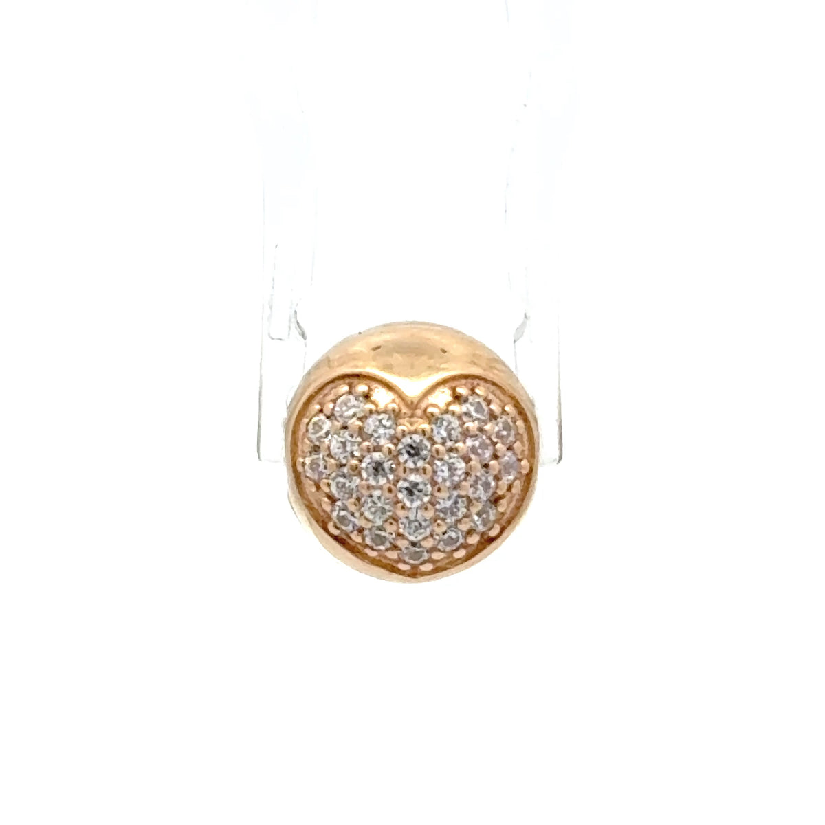 14ct Pandora Yellow Gold Pavé Cubic Zirconia Heart Clasp Charm